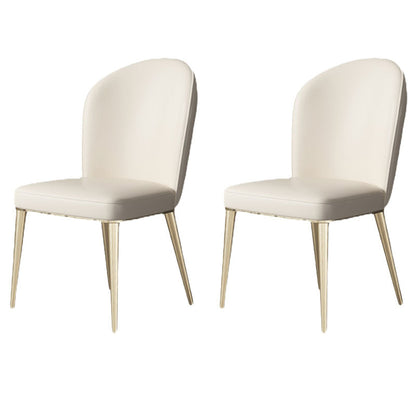 Scandinavian Style Metal Dining Chair Dining Room Armless Solid Back Chair (Set of 2) Off-White Clearhalo ' kitchen&dining_furn' 'Dining Chairs' 'Dining Tables & Seating' 'dining_chair' 'furn' 'furn_dining_chair' 'Furniture' 'furniture_dining_chair' 'Kitchen & Dining Furniture' 'kitchen' 4260471