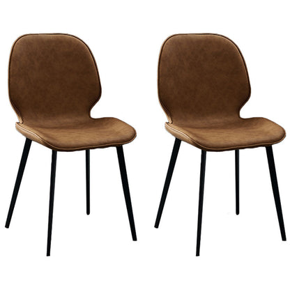 Industrial Style Wingback Chairs Leather Dining Armless Chairs for Kitchen Light Brown 2 Piece Set Clearhalo ' kitchen&dining_furn' 'Dining Chairs' 'Dining Tables & Seating' 'dining_chair' 'furn' 'furn_dining_chair' 'Furniture' 'furniture_dining_chair' 'Kitchen & Dining Furniture' 'kitchen' 4260481