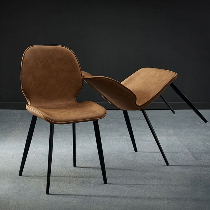 Industrial Style Wingback Chairs Leather Dining Armless Chairs for Kitchen Clearhalo ' kitchen&dining_furn' 'Dining Chairs' 'Dining Tables & Seating' 'dining_chair' 'furn' 'furn_dining_chair' 'Furniture' 'furniture_dining_chair' 'Kitchen & Dining Furniture' 'kitchen' 4260482