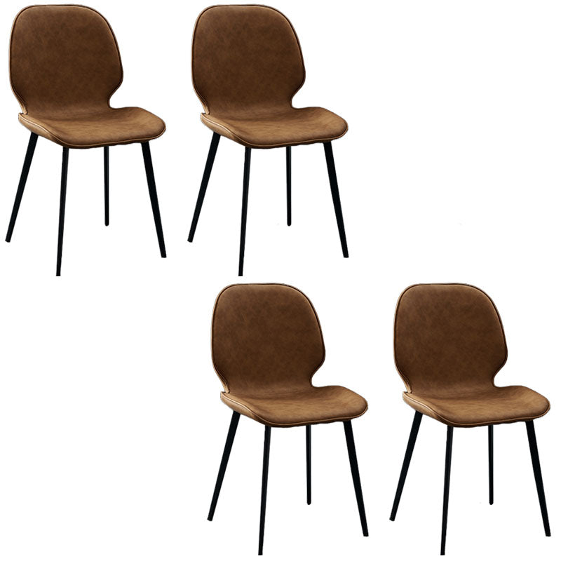 Industrial Style Wingback Chairs Leather Dining Armless Chairs for Kitchen Light Brown 4 Piece Set Clearhalo ' kitchen&dining_furn' 'Dining Chairs' 'Dining Tables & Seating' 'dining_chair' 'furn' 'furn_dining_chair' 'Furniture' 'furniture_dining_chair' 'Kitchen & Dining Furniture' 'kitchen' 4260483