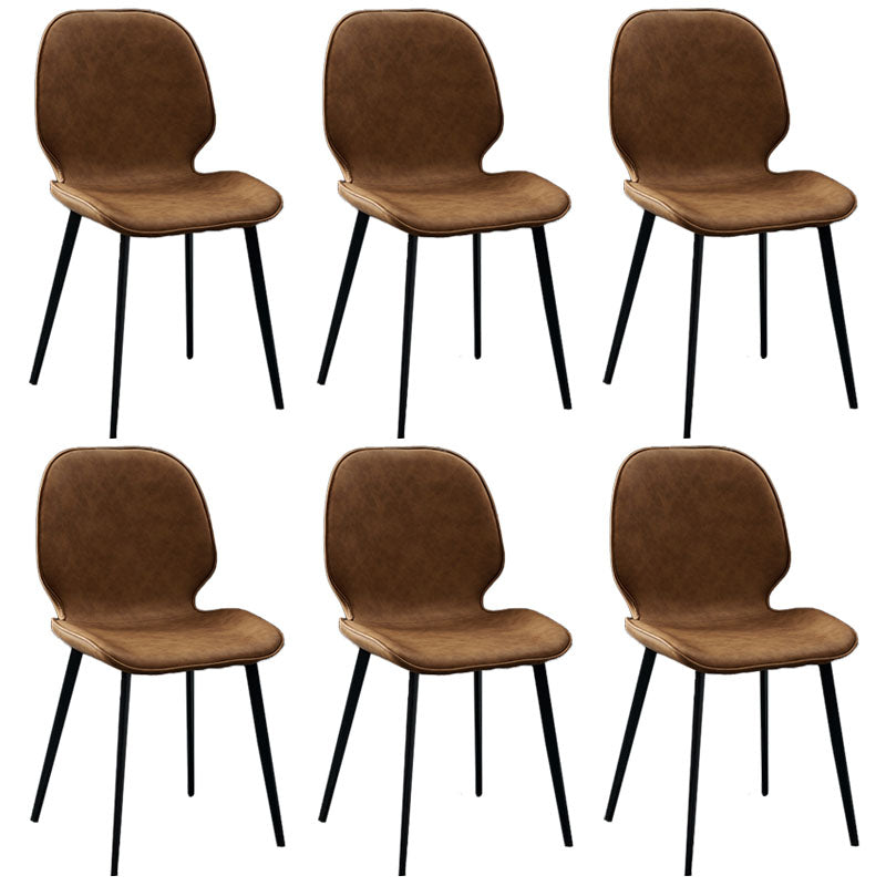 Industrial Style Wingback Chairs Leather Dining Armless Chairs for Kitchen Light Brown 6 Piece Set Clearhalo ' kitchen&dining_furn' 'Dining Chairs' 'Dining Tables & Seating' 'dining_chair' 'furn' 'furn_dining_chair' 'Furniture' 'furniture_dining_chair' 'Kitchen & Dining Furniture' 'kitchen' 4260485