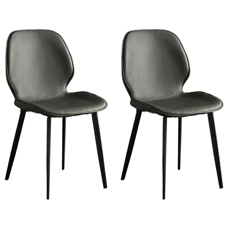 Industrial Style Wingback Chairs Leather Dining Armless Chairs for Kitchen Grey 2 Piece Set Clearhalo ' kitchen&dining_furn' 'Dining Chairs' 'Dining Tables & Seating' 'dining_chair' 'furn' 'furn_dining_chair' 'Furniture' 'furniture_dining_chair' 'Kitchen & Dining Furniture' 'kitchen' 4260487
