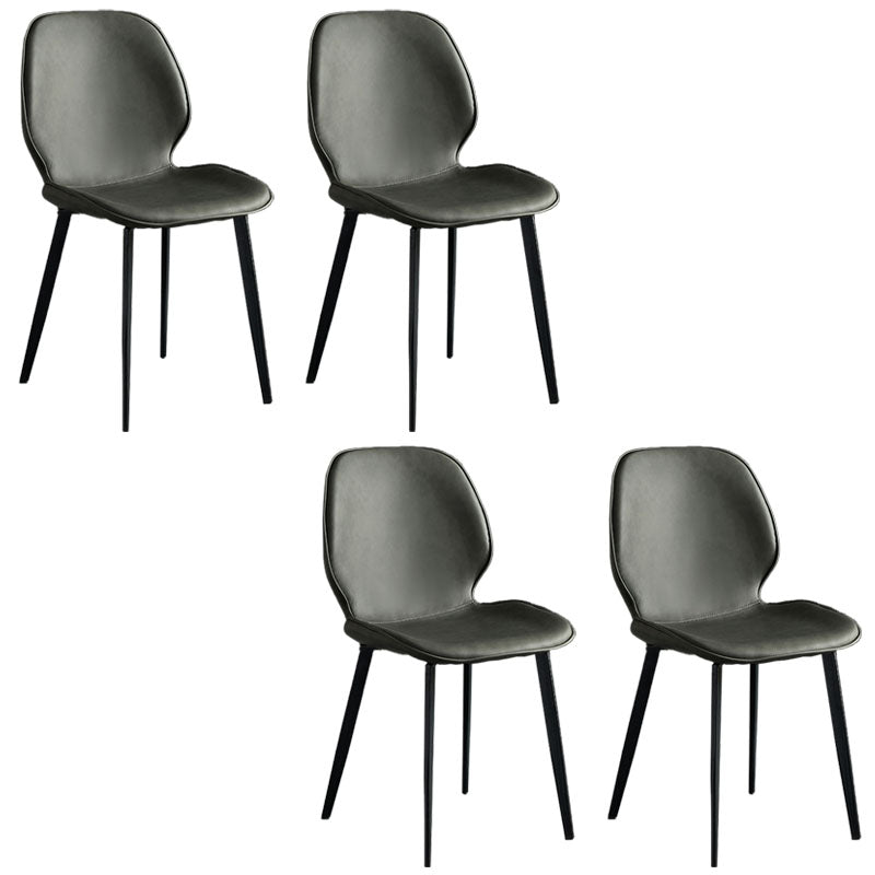 Industrial Style Wingback Chairs Leather Dining Armless Chairs for Kitchen Grey 4 Piece Set Clearhalo ' kitchen&dining_furn' 'Dining Chairs' 'Dining Tables & Seating' 'dining_chair' 'furn' 'furn_dining_chair' 'Furniture' 'furniture_dining_chair' 'Kitchen & Dining Furniture' 'kitchen' 4260488