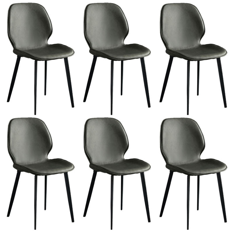 Industrial Style Wingback Chairs Leather Dining Armless Chairs for Kitchen Grey 6 Piece Set Clearhalo ' kitchen&dining_furn' 'Dining Chairs' 'Dining Tables & Seating' 'dining_chair' 'furn' 'furn_dining_chair' 'Furniture' 'furniture_dining_chair' 'Kitchen & Dining Furniture' 'kitchen' 4260490