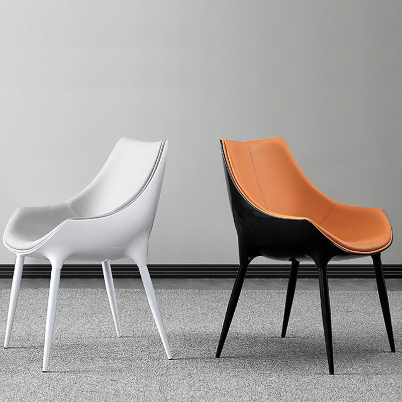 Contemporary Style Leather Dining Chairs Solid Back Arm Side Chairs (Set of 2) Clearhalo ' kitchen&dining_furn' 'Dining Chairs' 'Dining Tables & Seating' 'dining_chair' 'furn' 'furn_dining_chair' 'Furniture' 'furniture_dining_chair' 'Kitchen & Dining Furniture' 'kitchen' 4260516