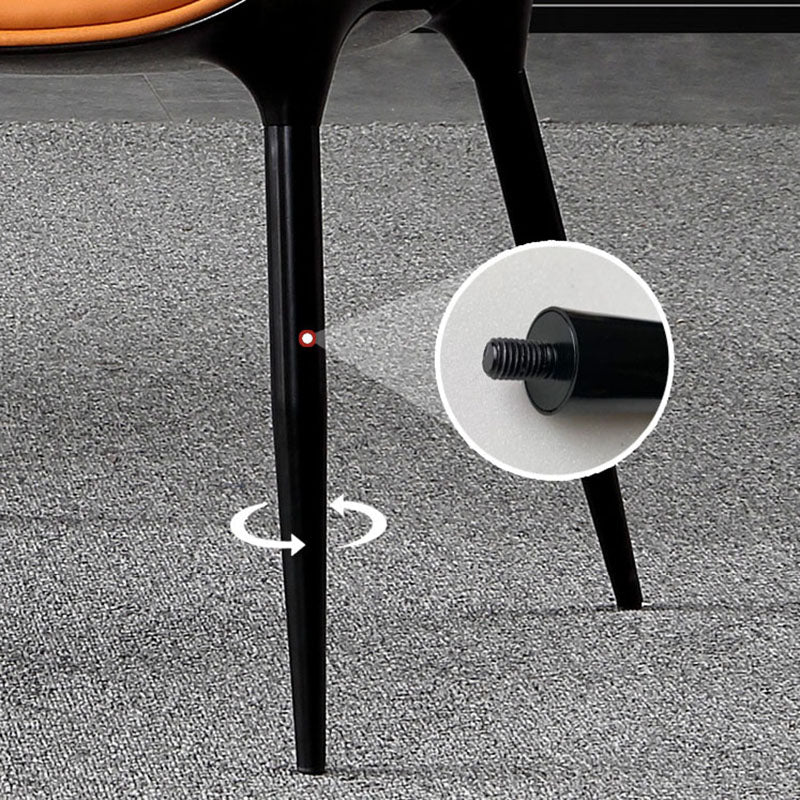 Contemporary Style Leather Dining Chairs Solid Back Arm Side Chairs (Set of 2) Clearhalo ' kitchen&dining_furn' 'Dining Chairs' 'Dining Tables & Seating' 'dining_chair' 'furn' 'furn_dining_chair' 'Furniture' 'furniture_dining_chair' 'Kitchen & Dining Furniture' 'kitchen' 4260521