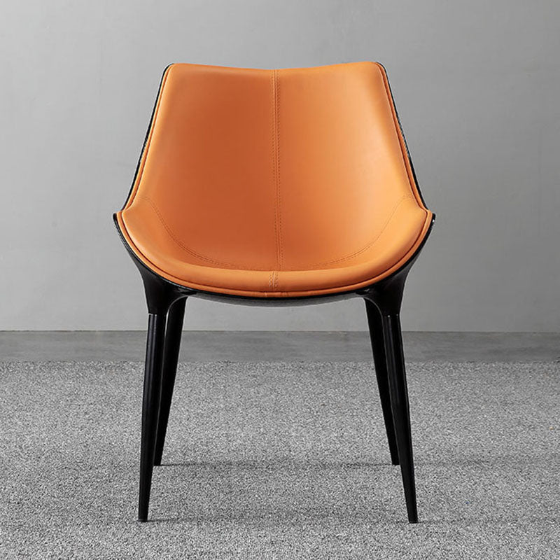 Contemporary Style Leather Dining Chairs Solid Back Arm Side Chairs (Set of 2) Clearhalo ' kitchen&dining_furn' 'Dining Chairs' 'Dining Tables & Seating' 'dining_chair' 'furn' 'furn_dining_chair' 'Furniture' 'furniture_dining_chair' 'Kitchen & Dining Furniture' 'kitchen' 4260522