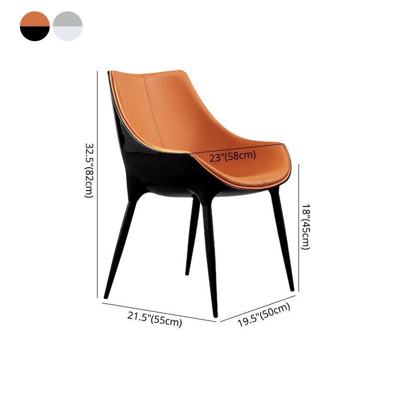 Contemporary Style Leather Dining Chairs Solid Back Arm Side Chairs (Set of 2) Clearhalo ' kitchen&dining_furn' 'Dining Chairs' 'Dining Tables & Seating' 'dining_chair' 'furn' 'furn_dining_chair' 'Furniture' 'furniture_dining_chair' 'Kitchen & Dining Furniture' 'kitchen' 4260524