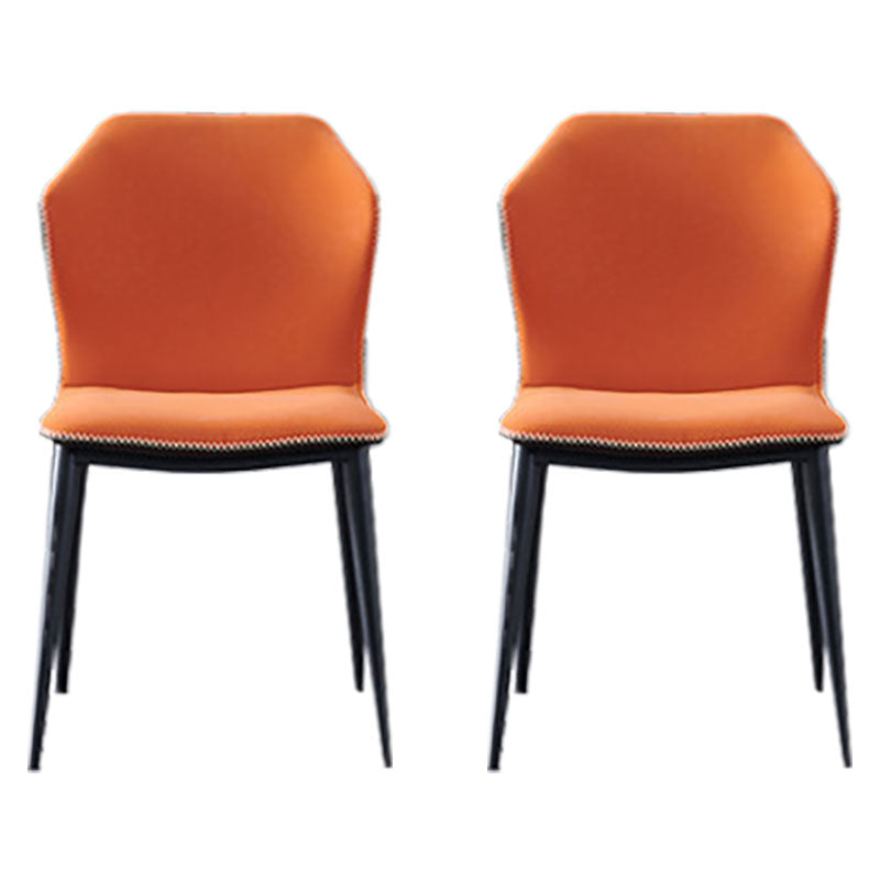 Industrial Style Wingback Chairs Leather Dining Chairs for Home (Set of 2) Orange Clearhalo ' kitchen&dining_furn' 'Dining Chairs' 'Dining Tables & Seating' 'dining_chair' 'furn' 'furn_dining_chair' 'Furniture' 'furniture_dining_chair' 'Kitchen & Dining Furniture' 'kitchen' 4260526