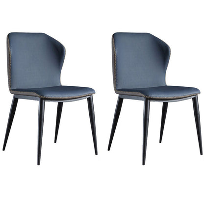 Industrial Style Wingback Chairs Leather Dining Chairs for Home (Set of 2) Blue Clearhalo ' kitchen&dining_furn' 'Dining Chairs' 'Dining Tables & Seating' 'dining_chair' 'furn' 'furn_dining_chair' 'Furniture' 'furniture_dining_chair' 'Kitchen & Dining Furniture' 'kitchen' 4260527