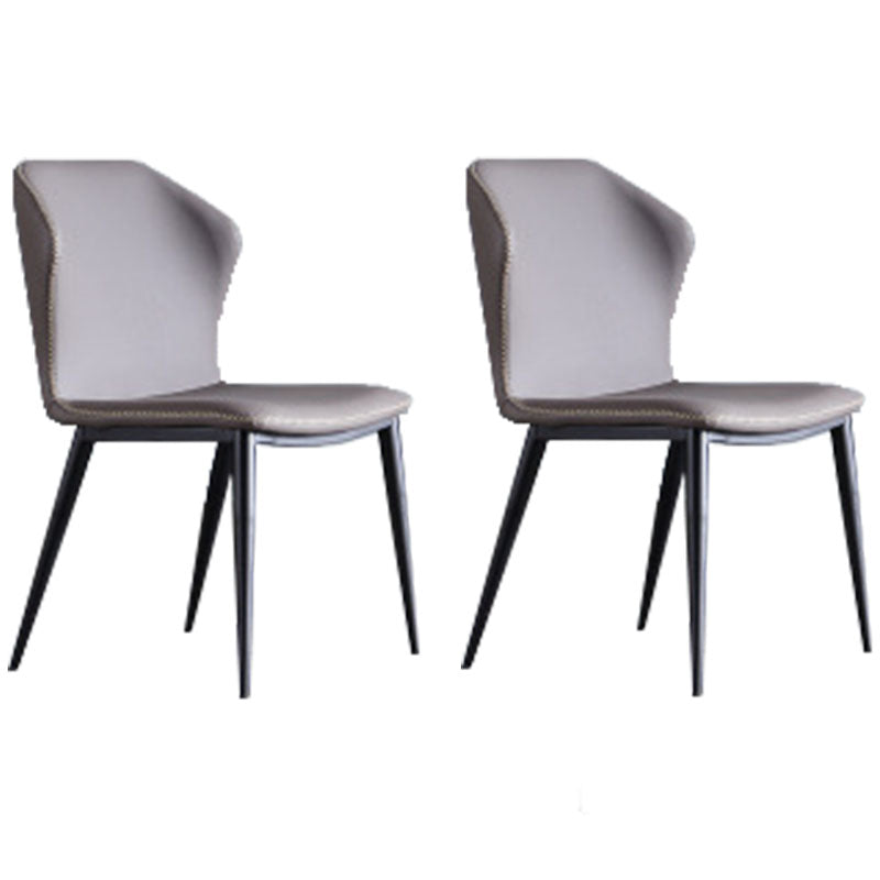 Industrial Style Wingback Chairs Leather Dining Chairs for Home (Set of 2) Grey Clearhalo ' kitchen&dining_furn' 'Dining Chairs' 'Dining Tables & Seating' 'dining_chair' 'furn' 'furn_dining_chair' 'Furniture' 'furniture_dining_chair' 'Kitchen & Dining Furniture' 'kitchen' 4260529