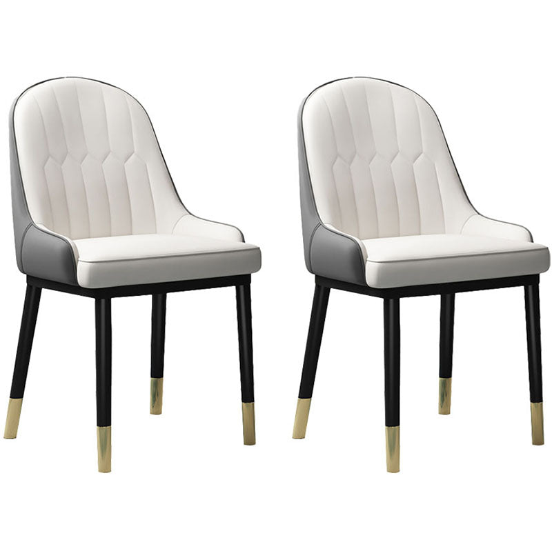 Scandinavian Style Upholstered Arm Chairs Solid Back Dining Side Chairs for Kitchen White-Gray 2 Piece Set Clearhalo ' kitchen&dining_furn' 'Dining Chairs' 'Dining Tables & Seating' 'dining_chair' 'furn' 'furn_dining_chair' 'Furniture' 'furniture_dining_chair' 'Kitchen & Dining Furniture' 'kitchen' 4260543