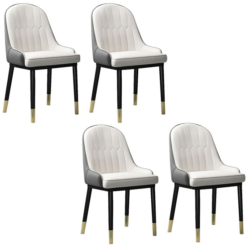 Scandinavian Style Upholstered Arm Chairs Solid Back Dining Side Chairs for Kitchen White-Gray 4 Piece Set Clearhalo ' kitchen&dining_furn' 'Dining Chairs' 'Dining Tables & Seating' 'dining_chair' 'furn' 'furn_dining_chair' 'Furniture' 'furniture_dining_chair' 'Kitchen & Dining Furniture' 'kitchen' 4260545