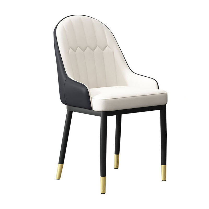 Scandinavian Style Upholstered Arm Chairs Solid Back Dining Side Chairs for Kitchen White-Black 1 Piece Clearhalo ' kitchen&dining_furn' 'Dining Chairs' 'Dining Tables & Seating' 'dining_chair' 'furn' 'furn_dining_chair' 'Furniture' 'furniture_dining_chair' 'Kitchen & Dining Furniture' 'kitchen' 4260547