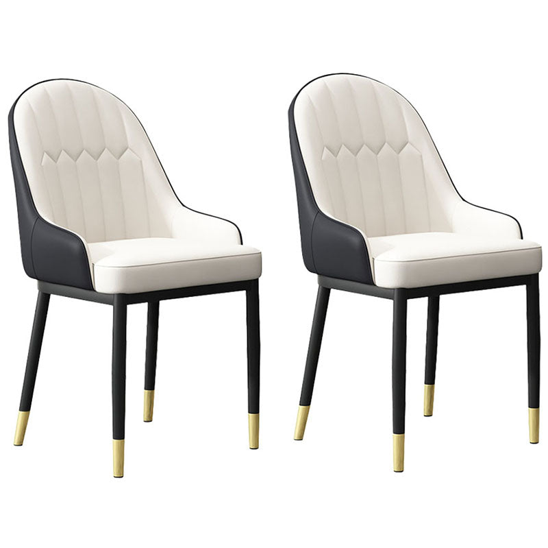 Scandinavian Style Upholstered Arm Chairs Solid Back Dining Side Chairs for Kitchen White-Black 2 Piece Set Clearhalo ' kitchen&dining_furn' 'Dining Chairs' 'Dining Tables & Seating' 'dining_chair' 'furn' 'furn_dining_chair' 'Furniture' 'furniture_dining_chair' 'Kitchen & Dining Furniture' 'kitchen' 4260548