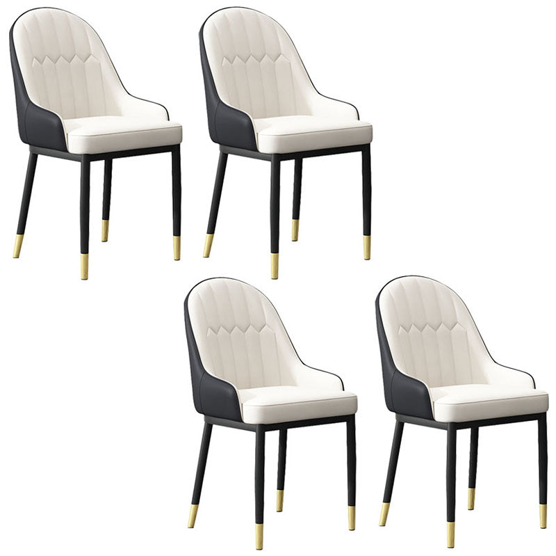 Scandinavian Style Upholstered Arm Chairs Solid Back Dining Side Chairs for Kitchen White-Black 4 Piece Set Clearhalo ' kitchen&dining_furn' 'Dining Chairs' 'Dining Tables & Seating' 'dining_chair' 'furn' 'furn_dining_chair' 'Furniture' 'furniture_dining_chair' 'Kitchen & Dining Furniture' 'kitchen' 4260551