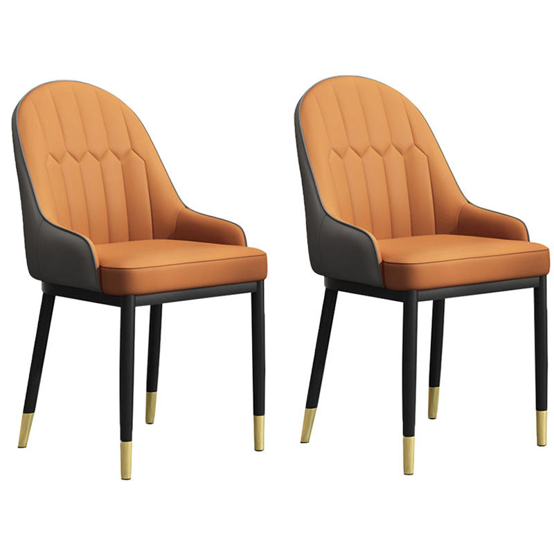 Scandinavian Style Upholstered Arm Chairs Solid Back Dining Side Chairs for Kitchen Tan 2 Piece Set Clearhalo ' kitchen&dining_furn' 'Dining Chairs' 'Dining Tables & Seating' 'dining_chair' 'furn' 'furn_dining_chair' 'Furniture' 'furniture_dining_chair' 'Kitchen & Dining Furniture' 'kitchen' 4260554