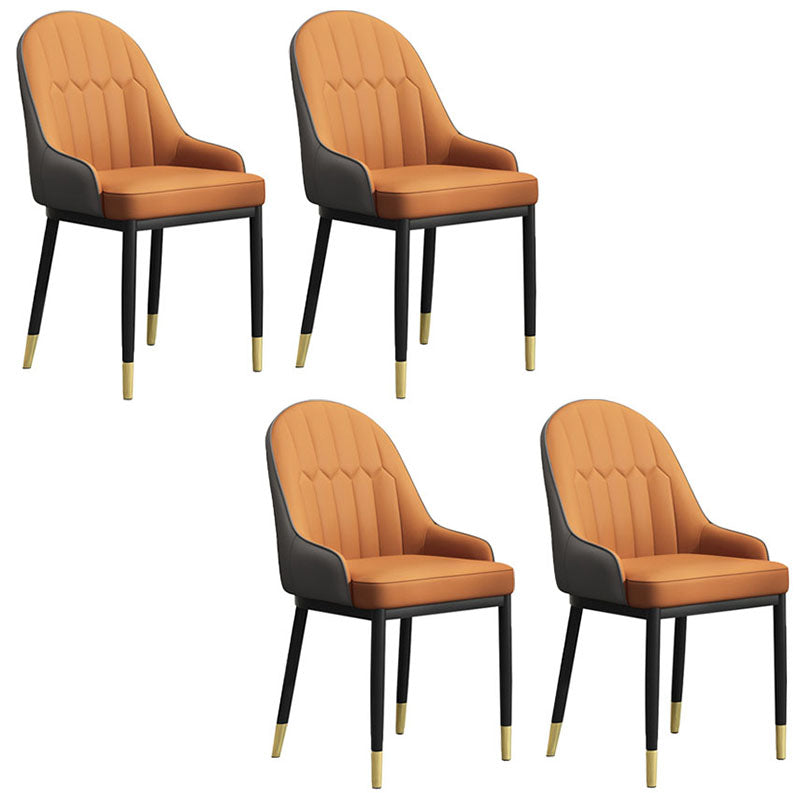 Scandinavian Style Upholstered Arm Chairs Solid Back Dining Side Chairs for Kitchen Tan 4 Piece Set Clearhalo ' kitchen&dining_furn' 'Dining Chairs' 'Dining Tables & Seating' 'dining_chair' 'furn' 'furn_dining_chair' 'Furniture' 'furniture_dining_chair' 'Kitchen & Dining Furniture' 'kitchen' 4260556