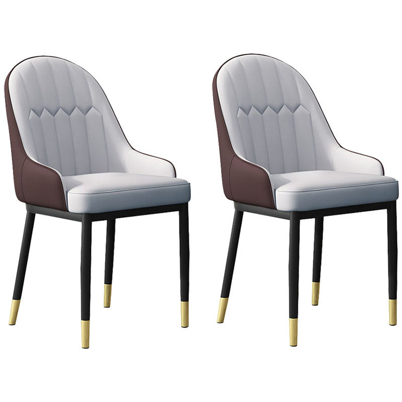 Scandinavian Style Upholstered Arm Chairs Solid Back Dining Side Chairs for Kitchen Gray Coffee 2 Piece Set Clearhalo ' kitchen&dining_furn' 'Dining Chairs' 'Dining Tables & Seating' 'dining_chair' 'furn' 'furn_dining_chair' 'Furniture' 'furniture_dining_chair' 'Kitchen & Dining Furniture' 'kitchen' 4260559