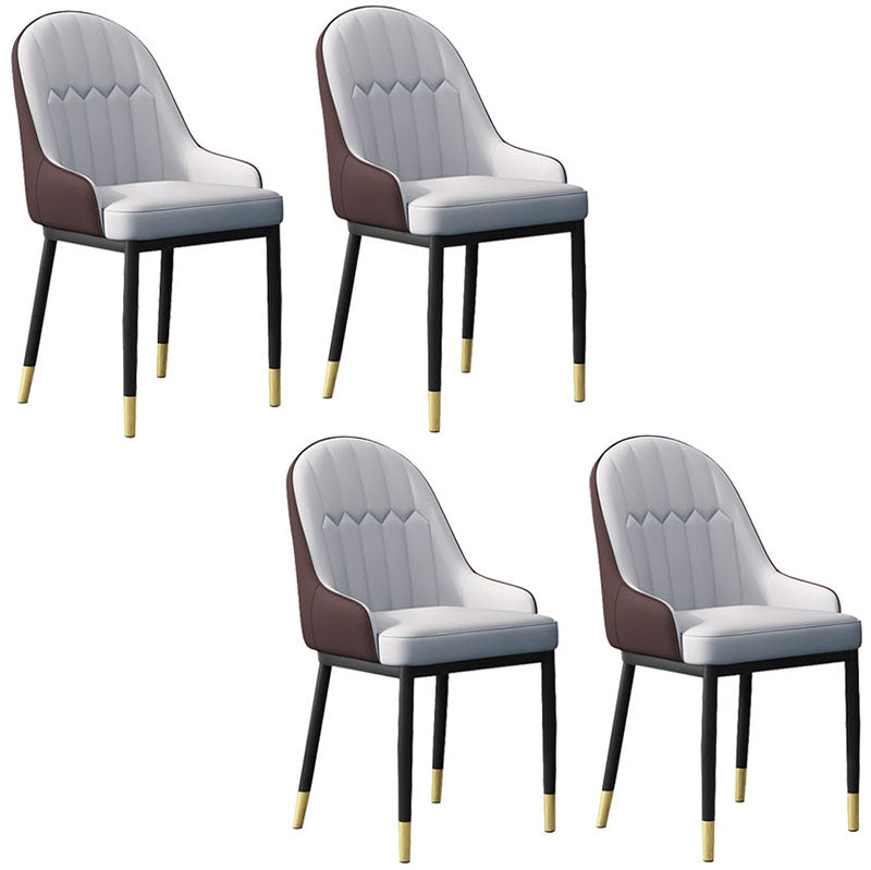 Scandinavian Style Upholstered Arm Chairs Solid Back Dining Side Chairs for Kitchen Gray Coffee 4 Piece Set Clearhalo ' kitchen&dining_furn' 'Dining Chairs' 'Dining Tables & Seating' 'dining_chair' 'furn' 'furn_dining_chair' 'Furniture' 'furniture_dining_chair' 'Kitchen & Dining Furniture' 'kitchen' 4260560
