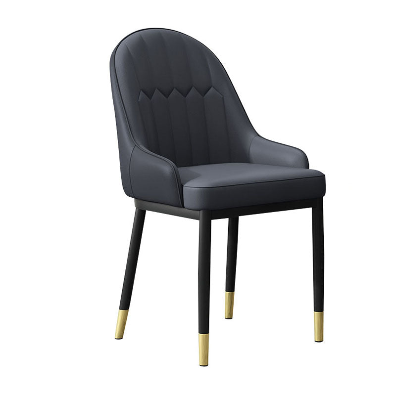 Scandinavian Style Upholstered Arm Chairs Solid Back Dining Side Chairs for Kitchen Black 1 Piece Clearhalo ' kitchen&dining_furn' 'Dining Chairs' 'Dining Tables & Seating' 'dining_chair' 'furn' 'furn_dining_chair' 'Furniture' 'furniture_dining_chair' 'Kitchen & Dining Furniture' 'kitchen' 4260561