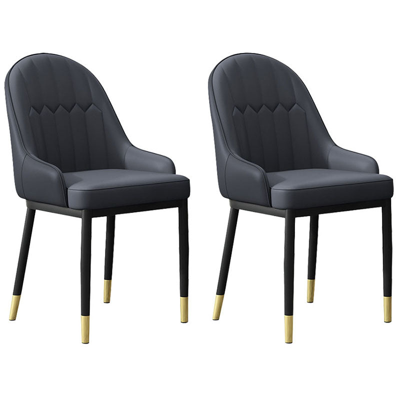 Scandinavian Style Upholstered Arm Chairs Solid Back Dining Side Chairs for Kitchen Black 2 Piece Set Clearhalo ' kitchen&dining_furn' 'Dining Chairs' 'Dining Tables & Seating' 'dining_chair' 'furn' 'furn_dining_chair' 'Furniture' 'furniture_dining_chair' 'Kitchen & Dining Furniture' 'kitchen' 4260562
