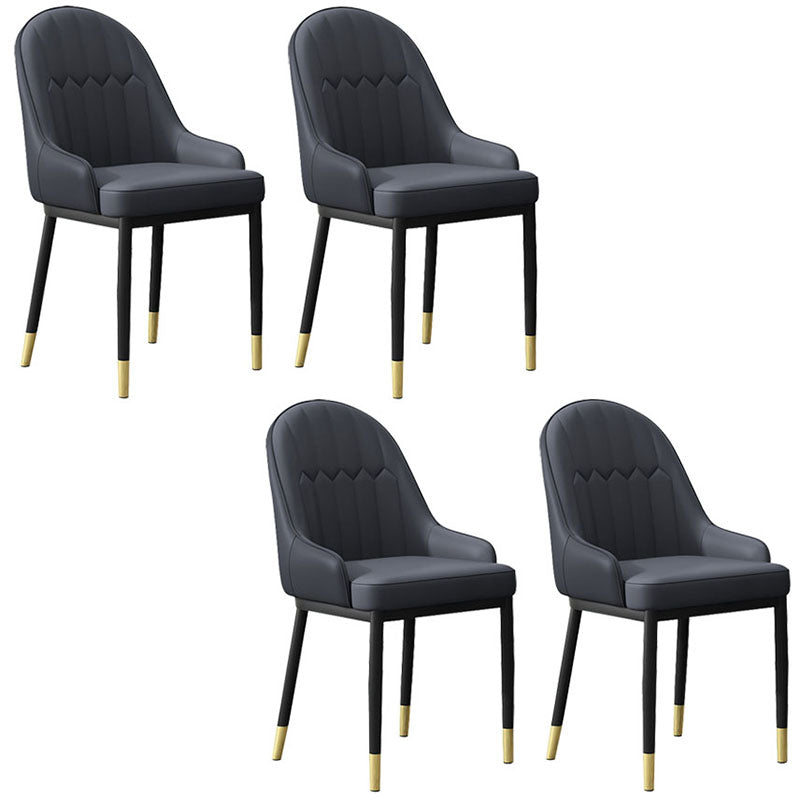 Scandinavian Style Upholstered Arm Chairs Solid Back Dining Side Chairs for Kitchen Black 4 Piece Set Clearhalo ' kitchen&dining_furn' 'Dining Chairs' 'Dining Tables & Seating' 'dining_chair' 'furn' 'furn_dining_chair' 'Furniture' 'furniture_dining_chair' 'Kitchen & Dining Furniture' 'kitchen' 4260563