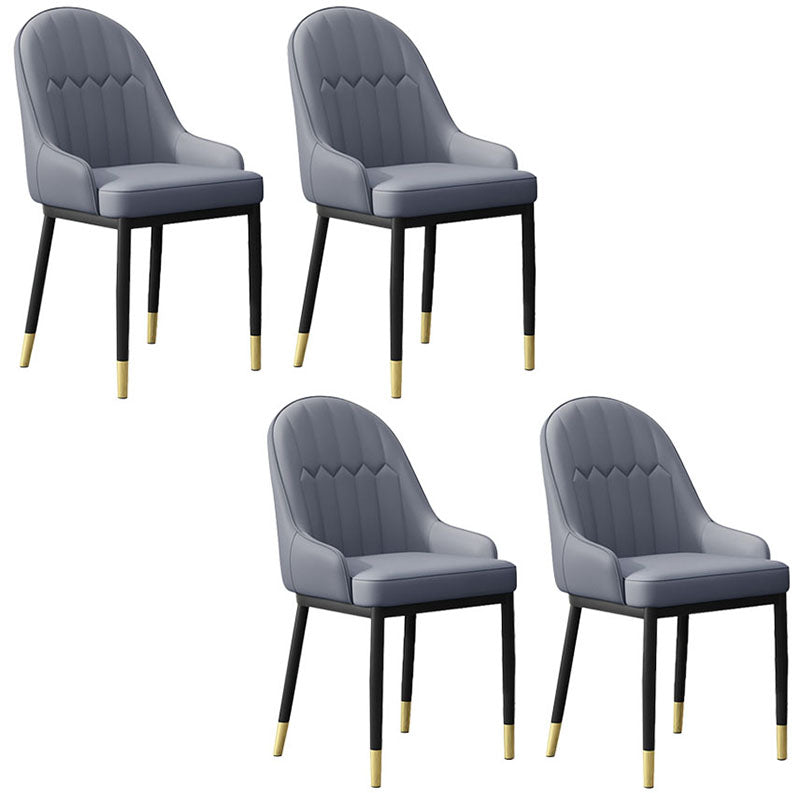 Scandinavian Style Upholstered Arm Chairs Solid Back Dining Side Chairs for Kitchen Grey 4 Piece Set Clearhalo ' kitchen&dining_furn' 'Dining Chairs' 'Dining Tables & Seating' 'dining_chair' 'furn' 'furn_dining_chair' 'Furniture' 'furniture_dining_chair' 'Kitchen & Dining Furniture' 'kitchen' 4260566