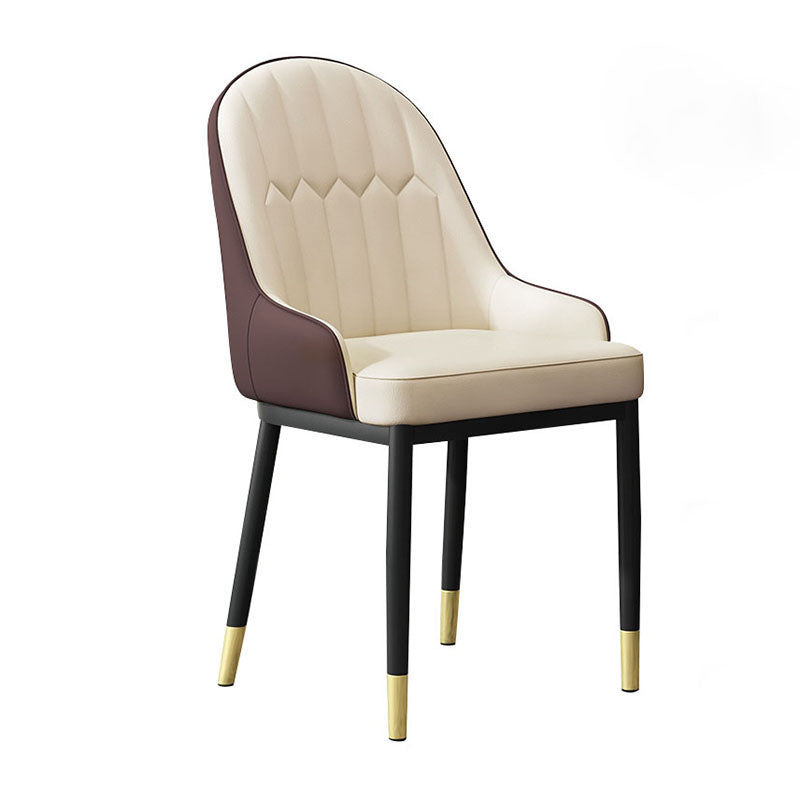 Scandinavian Style Upholstered Arm Chairs Solid Back Dining Side Chairs for Kitchen Beige-Coffee 1 Piece Clearhalo ' kitchen&dining_furn' 'Dining Chairs' 'Dining Tables & Seating' 'dining_chair' 'furn' 'furn_dining_chair' 'Furniture' 'furniture_dining_chair' 'Kitchen & Dining Furniture' 'kitchen' 4260567