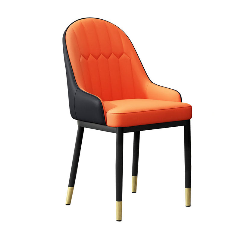 Scandinavian Style Upholstered Arm Chairs Solid Back Dining Side Chairs for Kitchen Orange Black 1 Piece Clearhalo ' kitchen&dining_furn' 'Dining Chairs' 'Dining Tables & Seating' 'dining_chair' 'furn' 'furn_dining_chair' 'Furniture' 'furniture_dining_chair' 'Kitchen & Dining Furniture' 'kitchen' 4260573