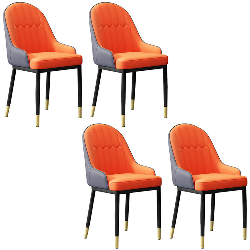 Scandinavian Style Upholstered Arm Chairs Solid Back Dining Side Chairs for Kitchen Gray-Orange 4 Piece Set Clearhalo ' kitchen&dining_furn' 'Dining Chairs' 'Dining Tables & Seating' 'dining_chair' 'furn' 'furn_dining_chair' 'Furniture' 'furniture_dining_chair' 'Kitchen & Dining Furniture' 'kitchen' 4260578