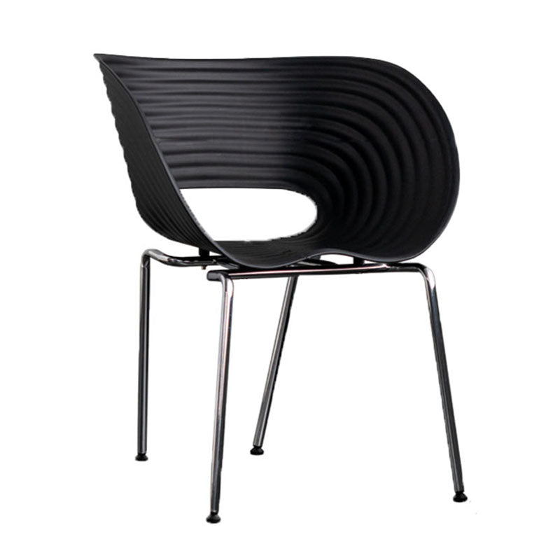 Industrial Style Open Back Dining Side Chair Plastic Dining Armless Chairs with Metal Legs Black 1 Piece Clearhalo ' kitchen&dining_furn' 'Dining Chairs' 'Dining Tables & Seating' 'dining_chair' 'furn' 'furn_dining_chair' 'Furniture' 'furniture_dining_chair' 'Kitchen & Dining Furniture' 'kitchen' 4260581