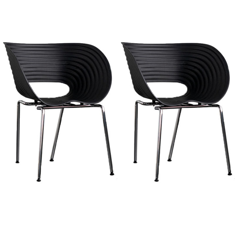 Industrial Style Open Back Dining Side Chair Plastic Dining Armless Chairs with Metal Legs Black 2 Piece Set Clearhalo ' kitchen&dining_furn' 'Dining Chairs' 'Dining Tables & Seating' 'dining_chair' 'furn' 'furn_dining_chair' 'Furniture' 'furniture_dining_chair' 'Kitchen & Dining Furniture' 'kitchen' 4260583