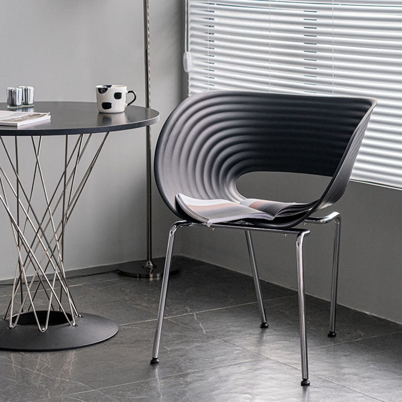 Industrial Style Open Back Dining Side Chair Plastic Dining Armless Chairs with Metal Legs Clearhalo ' kitchen&dining_furn' 'Dining Chairs' 'Dining Tables & Seating' 'dining_chair' 'furn' 'furn_dining_chair' 'Furniture' 'furniture_dining_chair' 'Kitchen & Dining Furniture' 'kitchen' 4260584