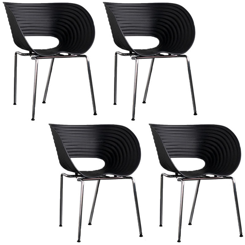 Industrial Style Open Back Dining Side Chair Plastic Dining Armless Chairs with Metal Legs Black 4 Piece Set Clearhalo ' kitchen&dining_furn' 'Dining Chairs' 'Dining Tables & Seating' 'dining_chair' 'furn' 'furn_dining_chair' 'Furniture' 'furniture_dining_chair' 'Kitchen & Dining Furniture' 'kitchen' 4260585