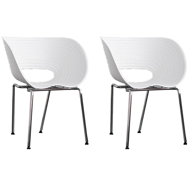 Industrial Style Open Back Dining Side Chair Plastic Dining Armless Chairs with Metal Legs White 2 Piece Set Clearhalo ' kitchen&dining_furn' 'Dining Chairs' 'Dining Tables & Seating' 'dining_chair' 'furn' 'furn_dining_chair' 'Furniture' 'furniture_dining_chair' 'Kitchen & Dining Furniture' 'kitchen' 4260588
