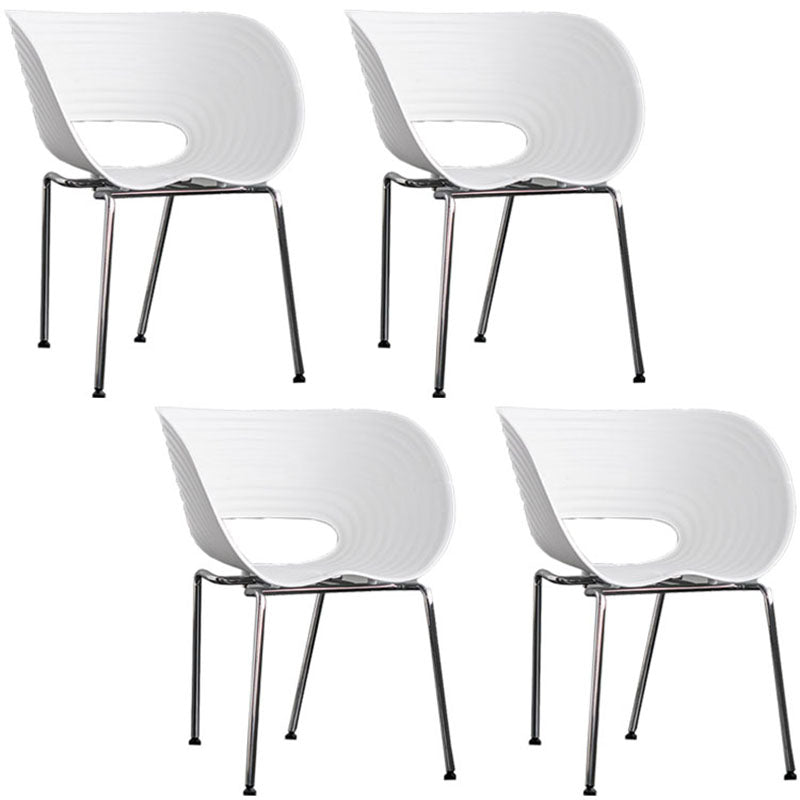 Industrial Style Open Back Dining Side Chair Plastic Dining Armless Chairs with Metal Legs White 4 Piece Set Clearhalo ' kitchen&dining_furn' 'Dining Chairs' 'Dining Tables & Seating' 'dining_chair' 'furn' 'furn_dining_chair' 'Furniture' 'furniture_dining_chair' 'Kitchen & Dining Furniture' 'kitchen' 4260590