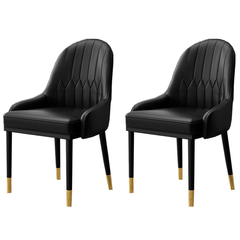 Scandinavian Style Upholstered Arm Side Chairs Solid Back Dining Chairs (Set of 2) Black Clearhalo ' kitchen&dining_furn' 'Dining Chairs' 'Dining Tables & Seating' 'dining_chair' 'furn' 'furn_dining_chair' 'Furniture' 'furniture_dining_chair' 'Kitchen & Dining Furniture' 'kitchen' 4260600