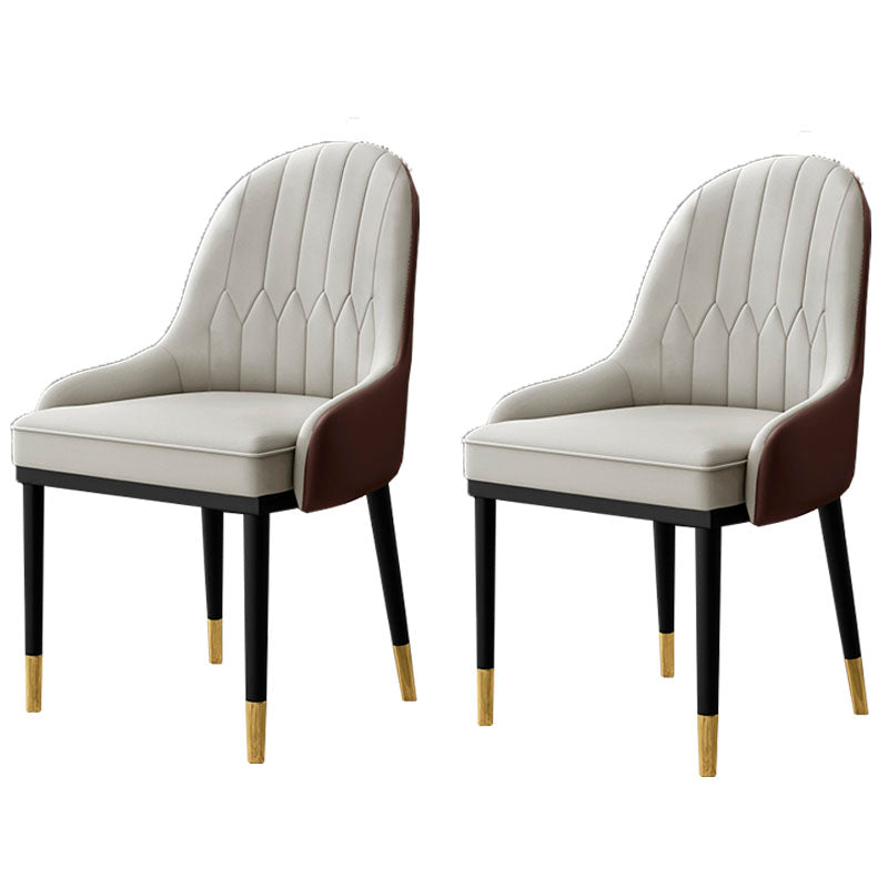 Scandinavian Style Upholstered Arm Side Chairs Solid Back Dining Chairs (Set of 2) Grey Clearhalo ' kitchen&dining_furn' 'Dining Chairs' 'Dining Tables & Seating' 'dining_chair' 'furn' 'furn_dining_chair' 'Furniture' 'furniture_dining_chair' 'Kitchen & Dining Furniture' 'kitchen' 4260607