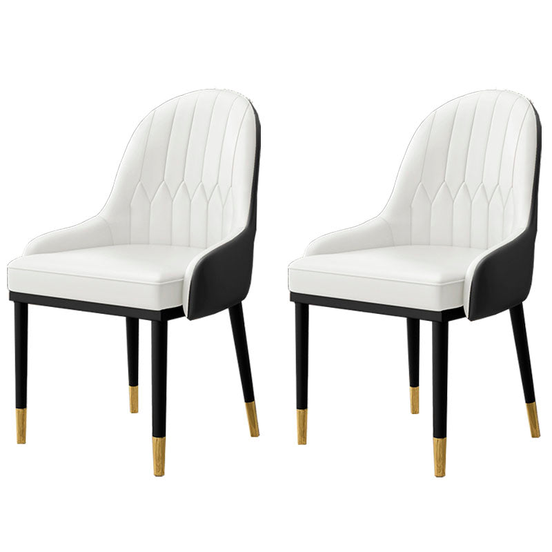 Scandinavian Style Upholstered Arm Side Chairs Solid Back Dining Chairs (Set of 2) White Clearhalo ' kitchen&dining_furn' 'Dining Chairs' 'Dining Tables & Seating' 'dining_chair' 'furn' 'furn_dining_chair' 'Furniture' 'furniture_dining_chair' 'Kitchen & Dining Furniture' 'kitchen' 4260609
