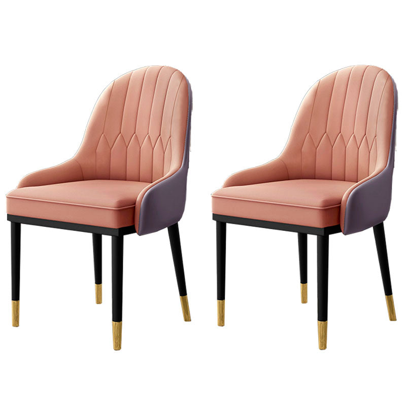Scandinavian Style Upholstered Arm Side Chairs Solid Back Dining Chairs (Set of 2) Pink Clearhalo ' kitchen&dining_furn' 'Dining Chairs' 'Dining Tables & Seating' 'dining_chair' 'furn' 'furn_dining_chair' 'Furniture' 'furniture_dining_chair' 'Kitchen & Dining Furniture' 'kitchen' 4260613