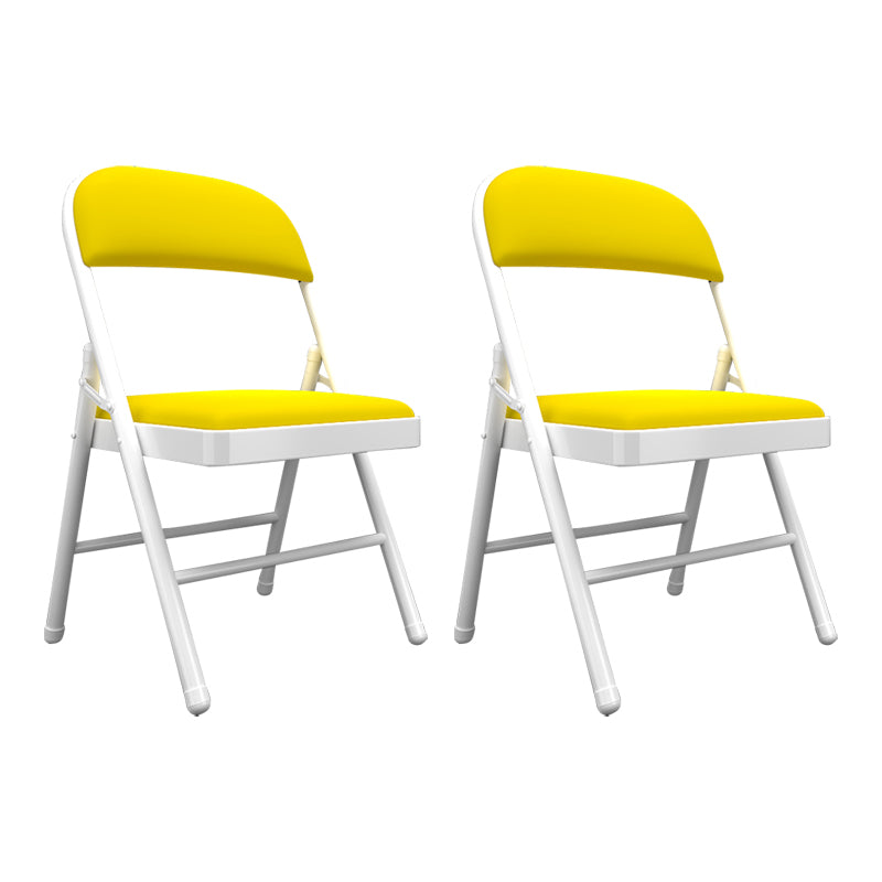 Contemporary Dining Chairs Armless Folding Side Chairs with Metal Legs for Kitchen Yellow 2 Piece Set Clearhalo ' kitchen&dining_furn' 'Dining Chairs' 'Dining Tables & Seating' 'dining_chair' 'furn' 'furn_dining_chair' 'Furniture' 'furniture_dining_chair' 'Kitchen & Dining Furniture' 'kitchen' 4260627