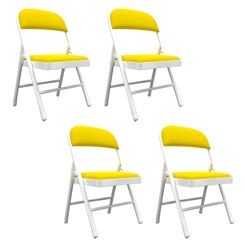 Contemporary Dining Chairs Armless Folding Side Chairs with Metal Legs for Kitchen Yellow 4 Piece Set Clearhalo ' kitchen&dining_furn' 'Dining Chairs' 'Dining Tables & Seating' 'dining_chair' 'furn' 'furn_dining_chair' 'Furniture' 'furniture_dining_chair' 'Kitchen & Dining Furniture' 'kitchen' 4260629