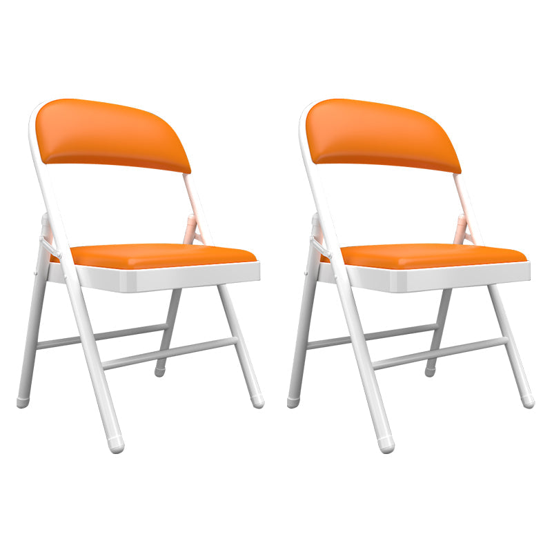 Contemporary Dining Chairs Armless Folding Side Chairs with Metal Legs for Kitchen Orange 2 Piece Set Clearhalo ' kitchen&dining_furn' 'Dining Chairs' 'Dining Tables & Seating' 'dining_chair' 'furn' 'furn_dining_chair' 'Furniture' 'furniture_dining_chair' 'Kitchen & Dining Furniture' 'kitchen' 4260632