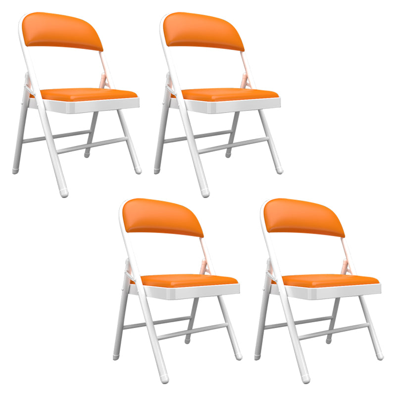 Contemporary Dining Chairs Armless Folding Side Chairs with Metal Legs for Kitchen Orange 4 Piece Set Clearhalo ' kitchen&dining_furn' 'Dining Chairs' 'Dining Tables & Seating' 'dining_chair' 'furn' 'furn_dining_chair' 'Furniture' 'furniture_dining_chair' 'Kitchen & Dining Furniture' 'kitchen' 4260633