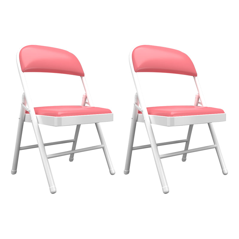 Contemporary Dining Chairs Armless Folding Side Chairs with Metal Legs for Kitchen Pink 2 Piece Set Clearhalo ' kitchen&dining_furn' 'Dining Chairs' 'Dining Tables & Seating' 'dining_chair' 'furn' 'furn_dining_chair' 'Furniture' 'furniture_dining_chair' 'Kitchen & Dining Furniture' 'kitchen' 4260638