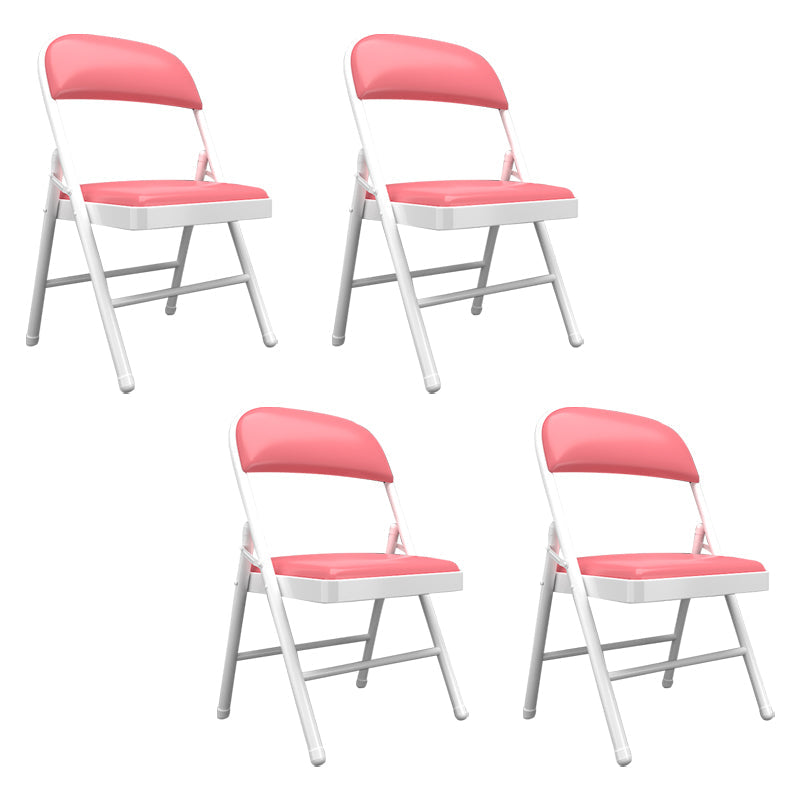Contemporary Dining Chairs Armless Folding Side Chairs with Metal Legs for Kitchen Pink 4 Piece Set Clearhalo ' kitchen&dining_furn' 'Dining Chairs' 'Dining Tables & Seating' 'dining_chair' 'furn' 'furn_dining_chair' 'Furniture' 'furniture_dining_chair' 'Kitchen & Dining Furniture' 'kitchen' 4260639