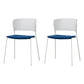 Contemporary Dining Chairs Armless Side Chairs with Metal Legs for Kitchen White-Blue 2 Piece Set Clearhalo ' kitchen&dining_furn' 'Dining Chairs' 'Dining Tables & Seating' 'dining_chair' 'furn' 'furn_dining_chair' 'Furniture' 'furniture_dining_chair' 'Kitchen & Dining Furniture' 'kitchen' 4260666