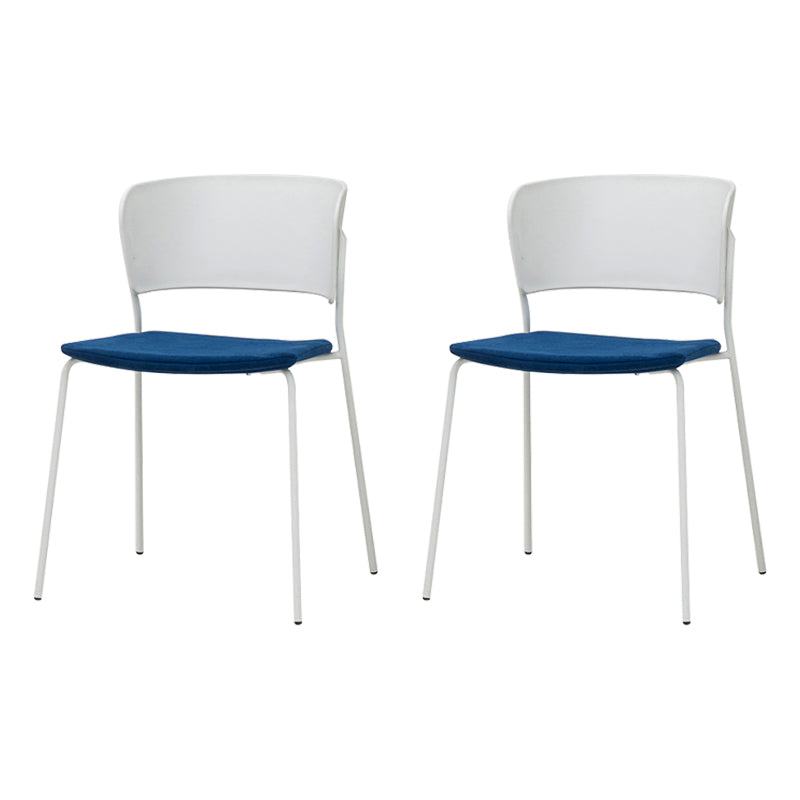 Contemporary Dining Chairs Armless Side Chairs with Metal Legs for Kitchen White-Blue 2 Piece Set Clearhalo ' kitchen&dining_furn' 'Dining Chairs' 'Dining Tables & Seating' 'dining_chair' 'furn' 'furn_dining_chair' 'Furniture' 'furniture_dining_chair' 'Kitchen & Dining Furniture' 'kitchen' 4260666