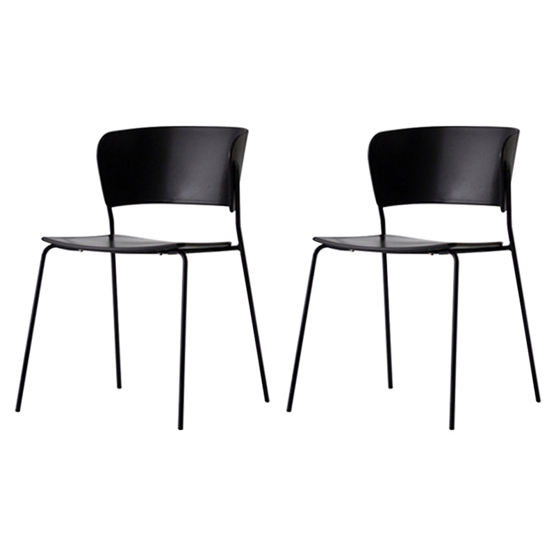Contemporary Dining Chairs Armless Side Chairs with Metal Legs for Kitchen Black 2 Piece Set Clearhalo ' kitchen&dining_furn' 'Dining Chairs' 'Dining Tables & Seating' 'dining_chair' 'furn' 'furn_dining_chair' 'Furniture' 'furniture_dining_chair' 'Kitchen & Dining Furniture' 'kitchen' 4260668